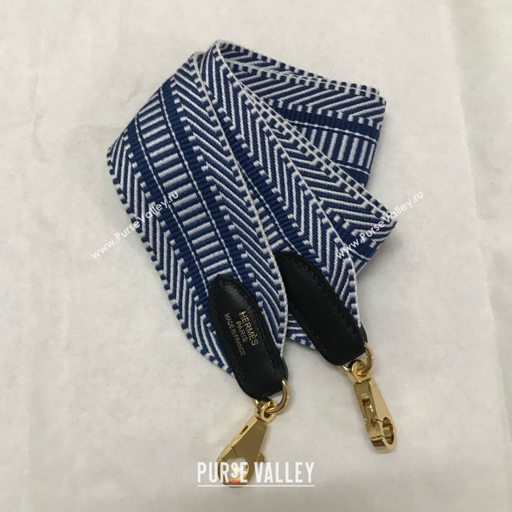 Hermes Canvas Strap H122612 Blue/Gold 2024(Full Handmade) (XYA-24122612)