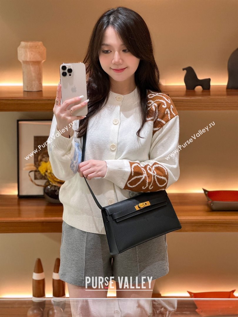 Hermes Kelly Elan Bag in Madame Leather Black/Gold 2024(Half Handmade) (JIMMY-24022201)