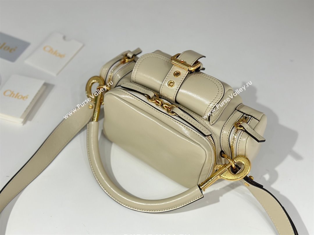 Chloe Small Camera Bag in Shiny Leather W0653 Beige 2024 (DL-24090502)