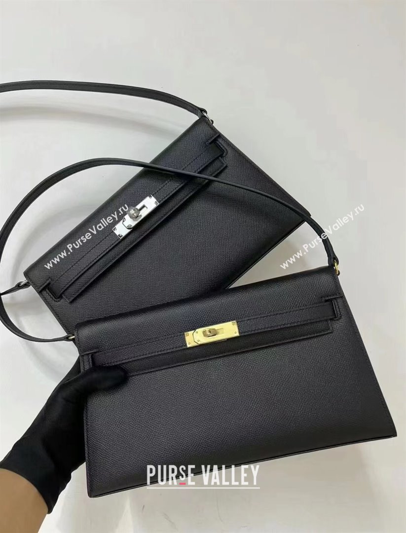 Hermes Kelly Elan Bag in Madame Leather Black/Gold 2024(Half Handmade) (JIMMY-24022201)