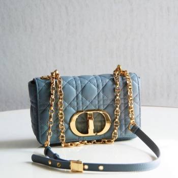 Dior Small Caro Chain Bag in Soft Cannage Calfskin Cloud Blue 2024 (DMZ-24052204)