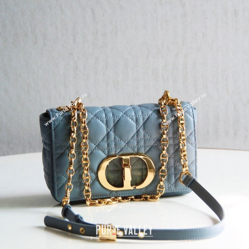 Dior Small Caro Chain Bag in Soft Cannage Calfskin Cloud Blue 2024 (DMZ-24052204)