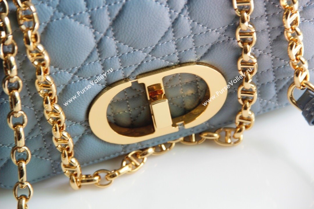 Dior Small Caro Chain Bag in Soft Cannage Calfskin Cloud Blue 2024 (DMZ-24052204)