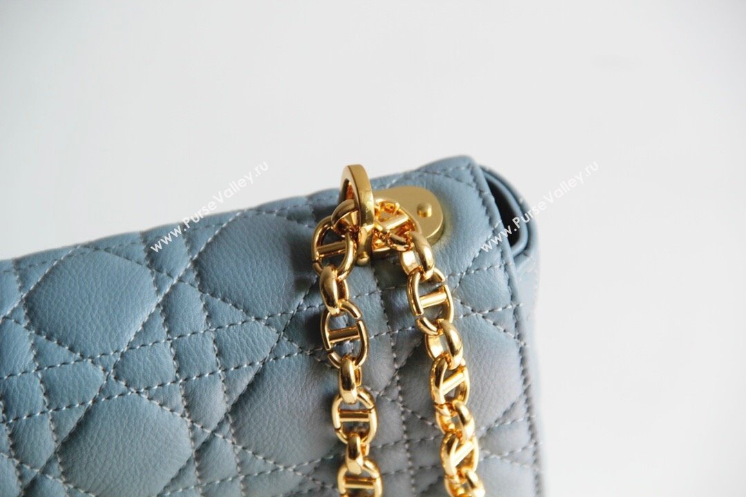 Dior Small Caro Chain Bag in Soft Cannage Calfskin Cloud Blue 2024 (DMZ-24052204)