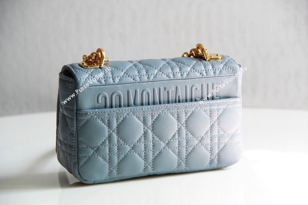 Dior Small Caro Chain Bag in Soft Cannage Calfskin Cloud Blue 2024 (DMZ-24052204)