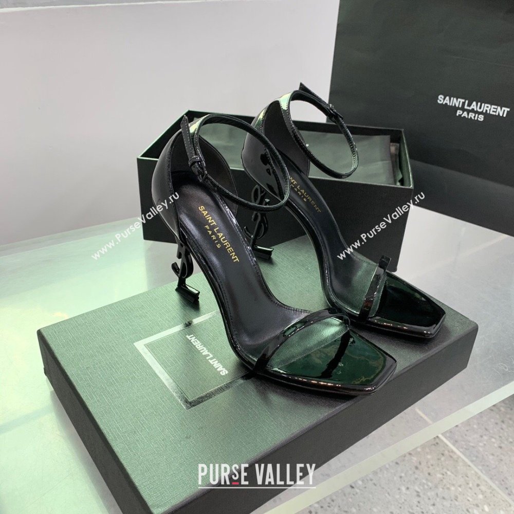 Saint Laurent Opyum Sandals in Patent Calfskin Black 2023 (KE-23110633)