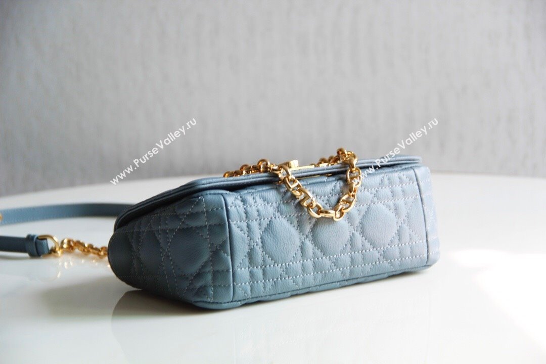 Dior Small Caro Chain Bag in Soft Cannage Calfskin Cloud Blue 2024 (DMZ-24052204)