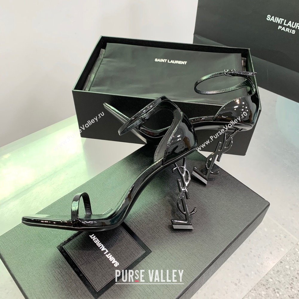 Saint Laurent Opyum Sandals in Patent Calfskin Black 2023 (KE-23110633)