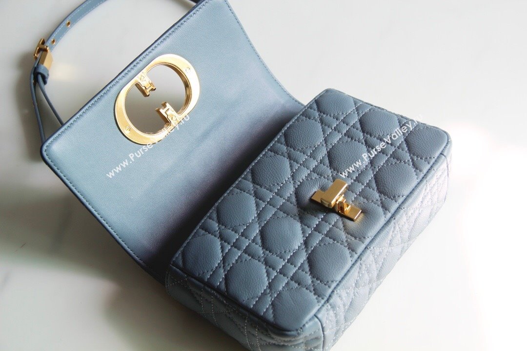 Dior Small Caro Chain Bag in Soft Cannage Calfskin Cloud Blue 2024 (DMZ-24052204)