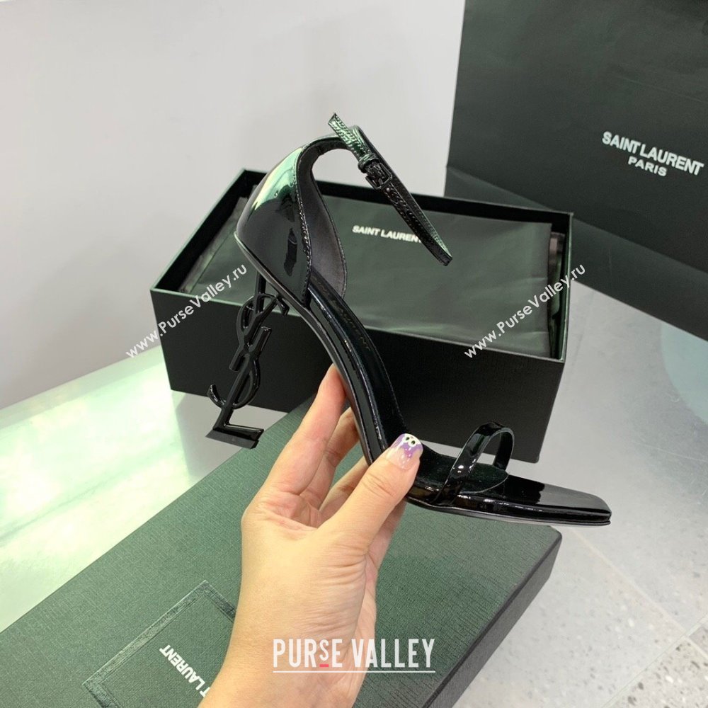 Saint Laurent Opyum Sandals in Patent Calfskin Black 2023 (KE-23110633)