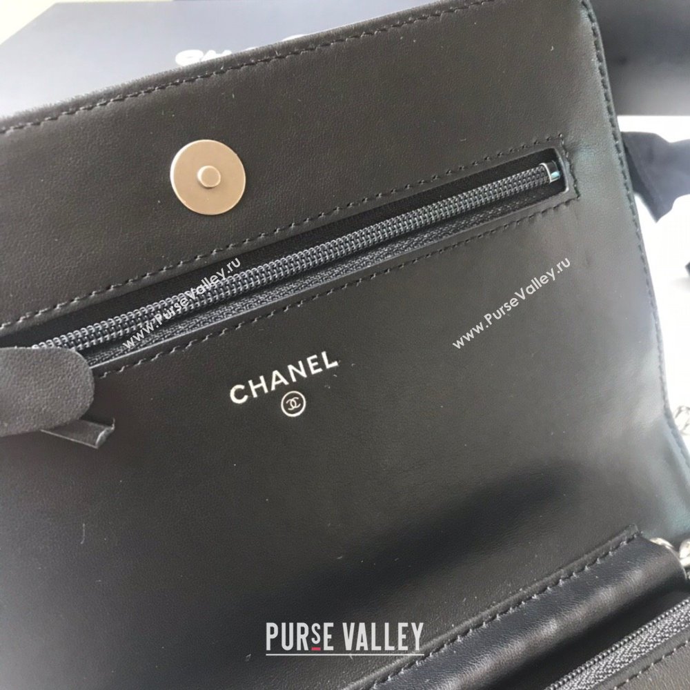 Chanel Grainy Calfskin Boy Chanel Wallet On Chain Bag WOC Black/Silver 2021 (YD-211014051)