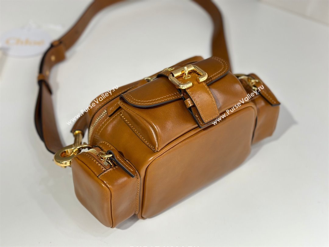 Chloe Small Camera Bag in Shiny Leather W0653 Brown 2024 (DL-24090503)