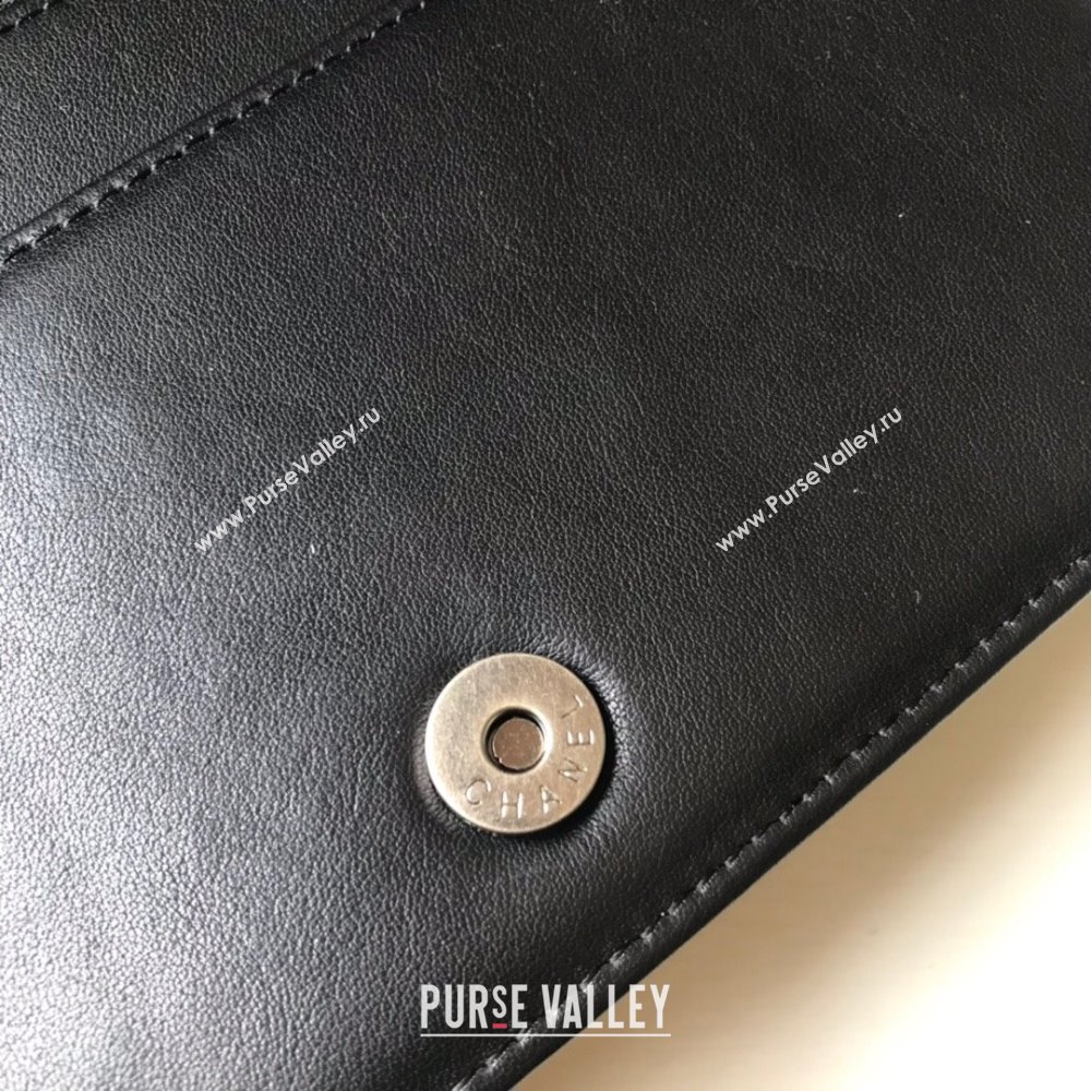 Chanel Grainy Calfskin Boy Chanel Wallet On Chain Bag WOC Black/Silver 2021 (YD-211014051)