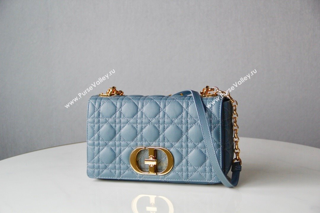 Dior Medium Caro Chain Bag in Soft Cannage Calfskin Cloud Blue 2024 (DMZ-24052205)