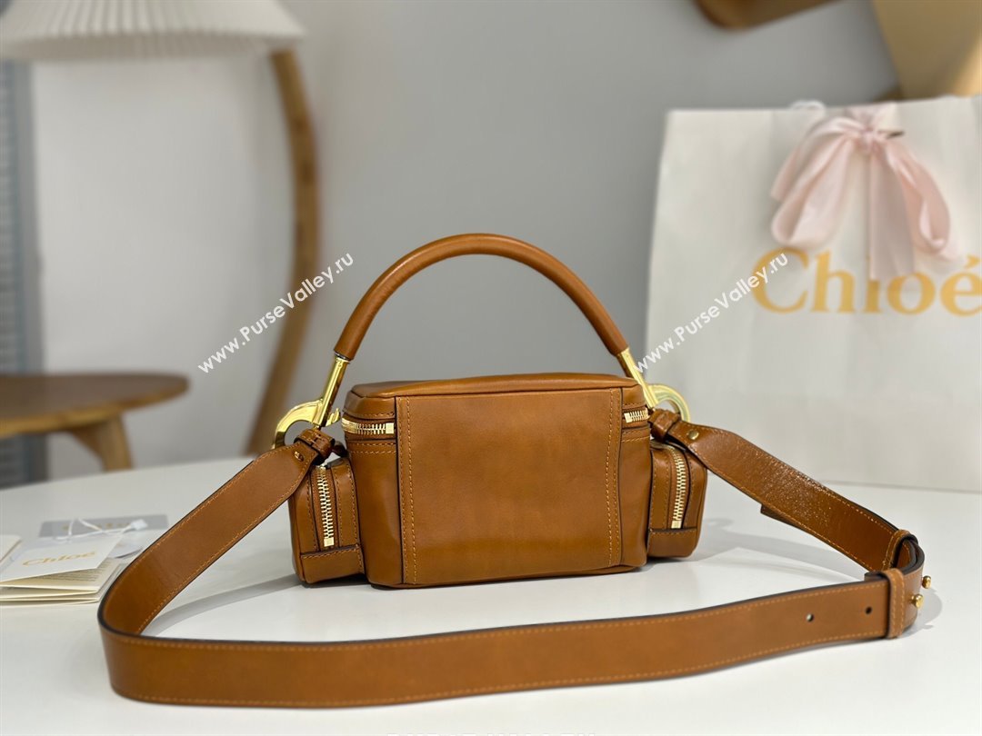 Chloe Small Camera Bag in Shiny Leather W0653 Brown 2024 (DL-24090503)