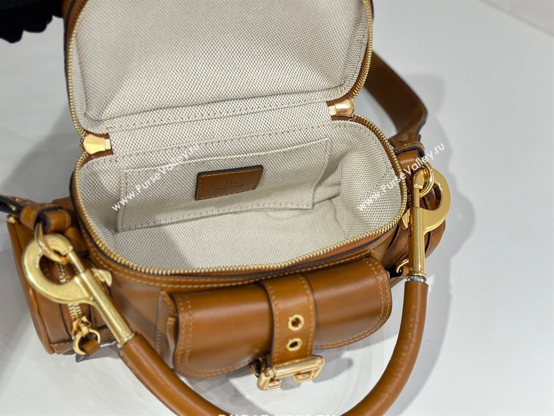 Chloe Small Camera Bag in Shiny Leather W0653 Brown 2024 (DL-24090503)