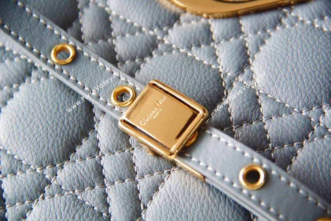 Dior Medium Caro Chain Bag in Soft Cannage Calfskin Cloud Blue 2024 (DMZ-24052205)