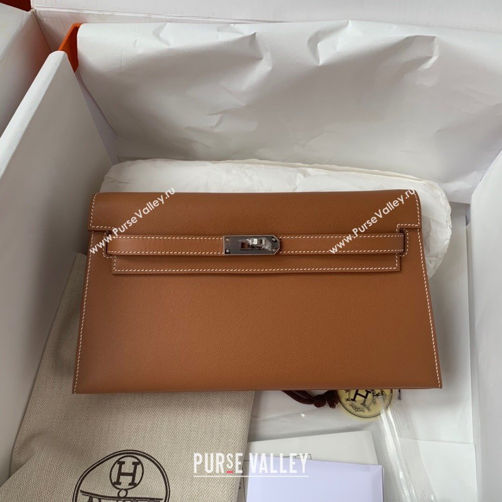 Hermes Kelly Elan Bag in Madame Leather Brown/Gold 2024(Half Handmade) (JIMMY-24022203)