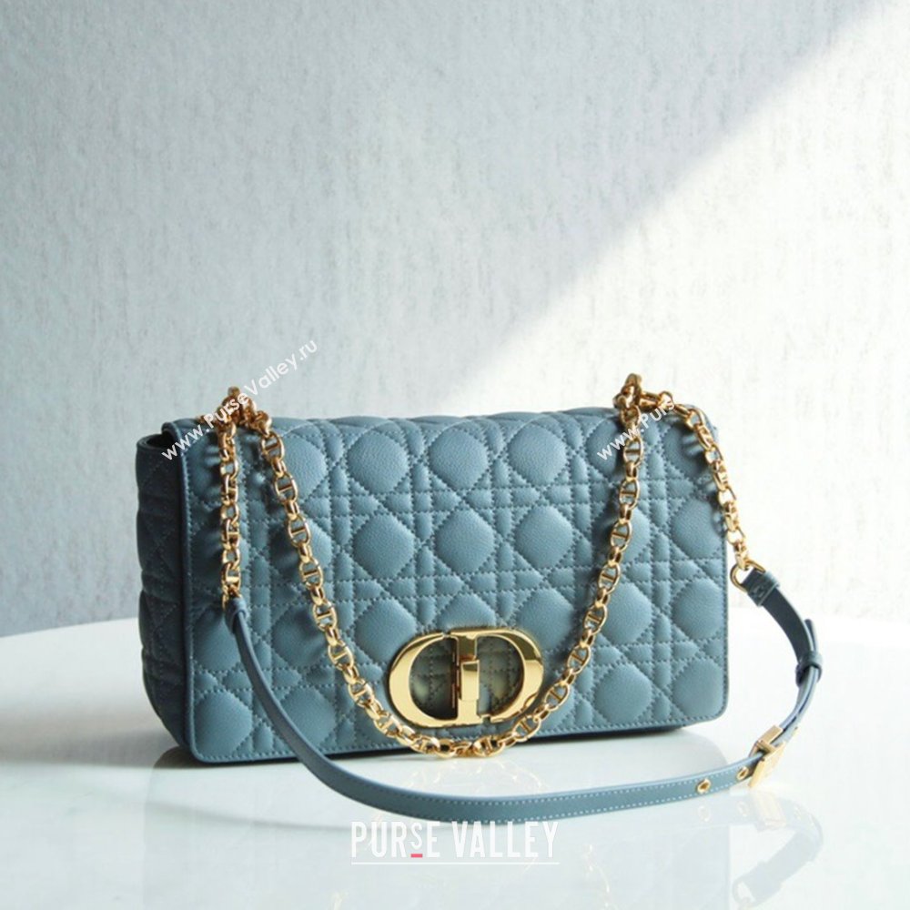 Dior Large Caro Chain Bag in Soft Cannage Calfskin Cloud Blue 2024 (DMZ-24052206)