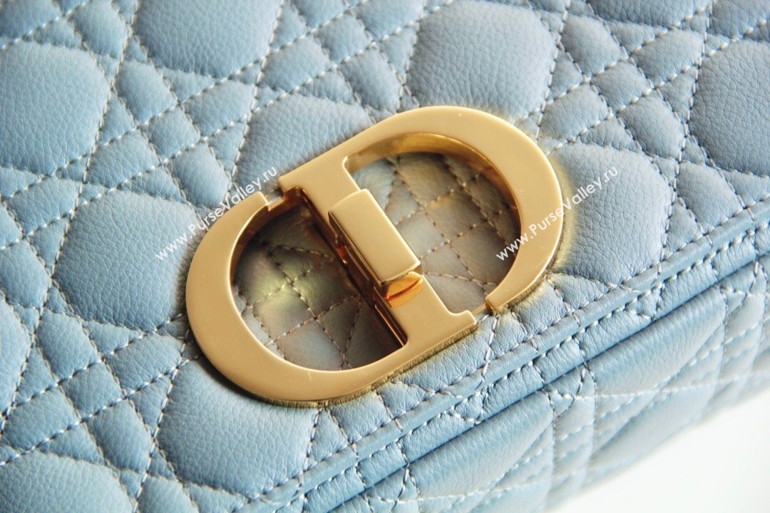 Dior Large Caro Chain Bag in Soft Cannage Calfskin Cloud Blue 2024 (DMZ-24052206)