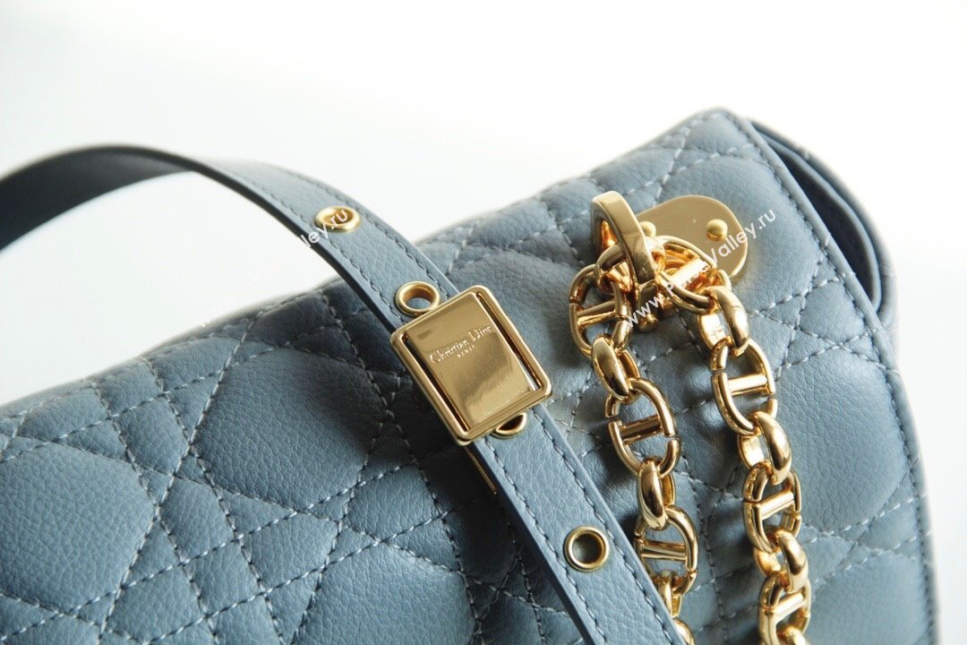 Dior Large Caro Chain Bag in Soft Cannage Calfskin Cloud Blue 2024 (DMZ-24052206)