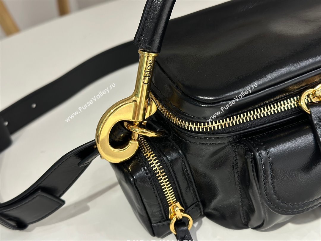 Chloe Small Camera Bag in Shiny Leather W0653 Black 2024 (DL-24090505)