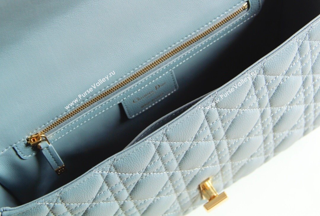 Dior Large Caro Chain Bag in Soft Cannage Calfskin Cloud Blue 2024 (DMZ-24052206)