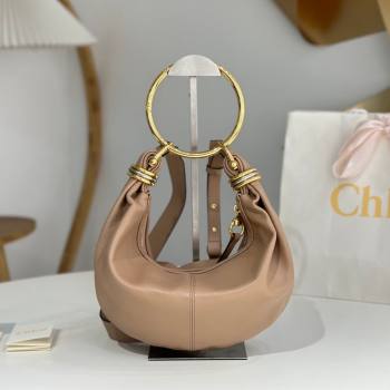 Chloe Small Bracelet Hobo bag in Shiny Grained Calfskin 765-7 Woodrose 2024 (DL-24090504)