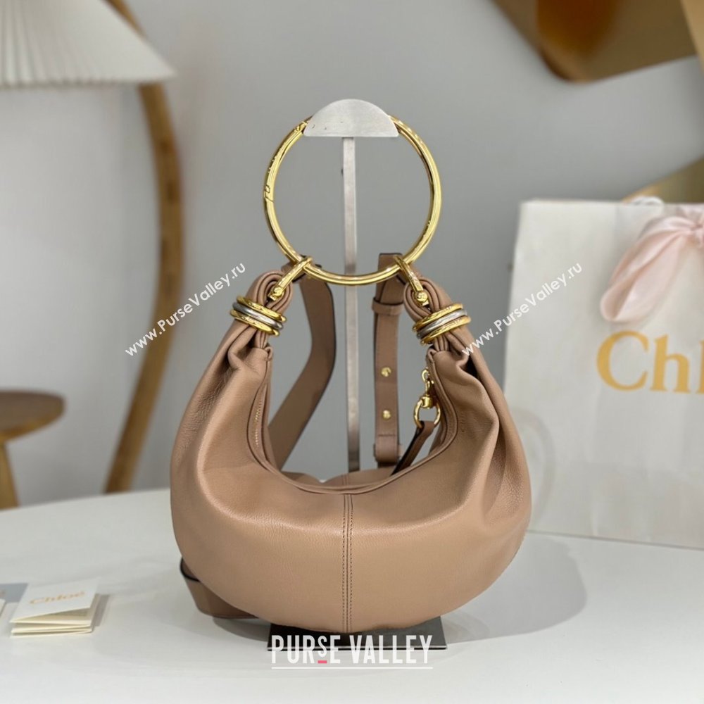 Chloe Small Bracelet Hobo bag in Shiny Grained Calfskin 765-7 Woodrose 2024 (DL-24090504)