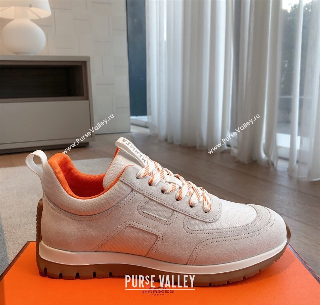 Hermes Jimmy Sneakers in Leather and Mesh White 2025 0226 (XC-250226013)