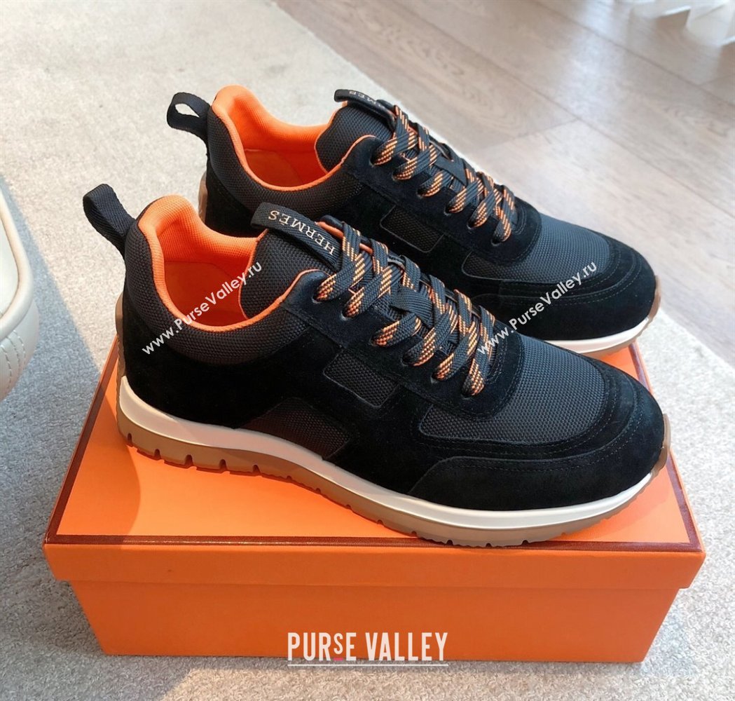 Hermes Jimmy Sneakers in Leather and Mesh Black 2025 0226 (XC-250226014)