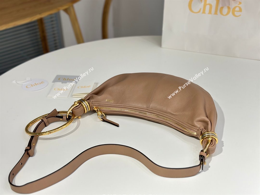 Chloe Small Bracelet Hobo bag in Shiny Grained Calfskin 765-7 Woodrose 2024 (DL-24090504)