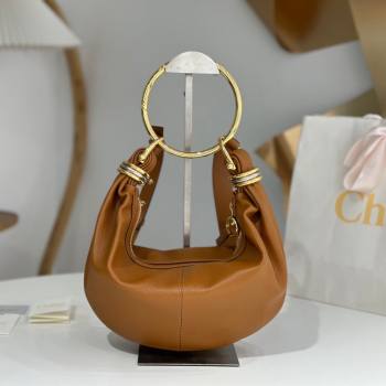 Chloe Small Bracelet Hobo bag in Shiny Grained Calfskin 765-7 Brown 2024 (DL-24090606)