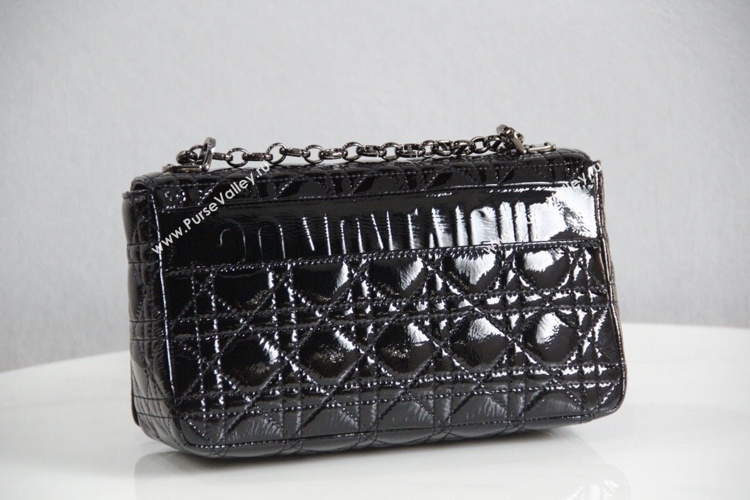 Dior Medium Caro Chain Bag in Patent Cannage Lambskin Black 2024 (DMZ-24052229)