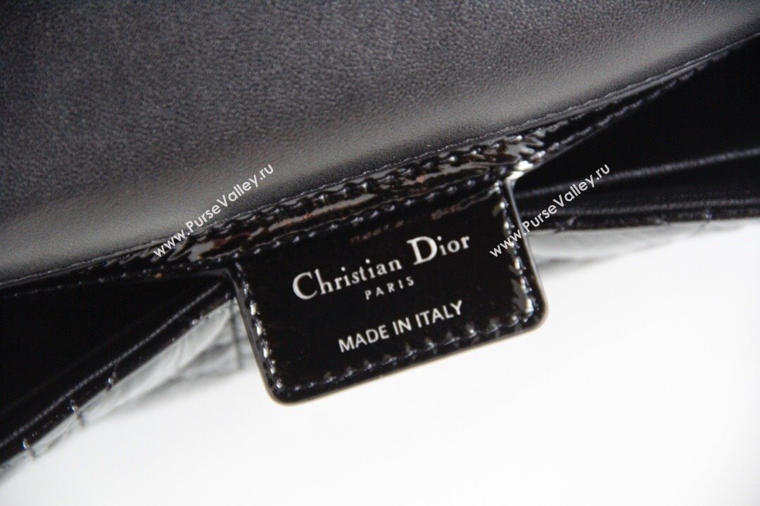 Dior Medium Caro Chain Bag in Patent Cannage Lambskin Black 2024 (DMZ-24052229)