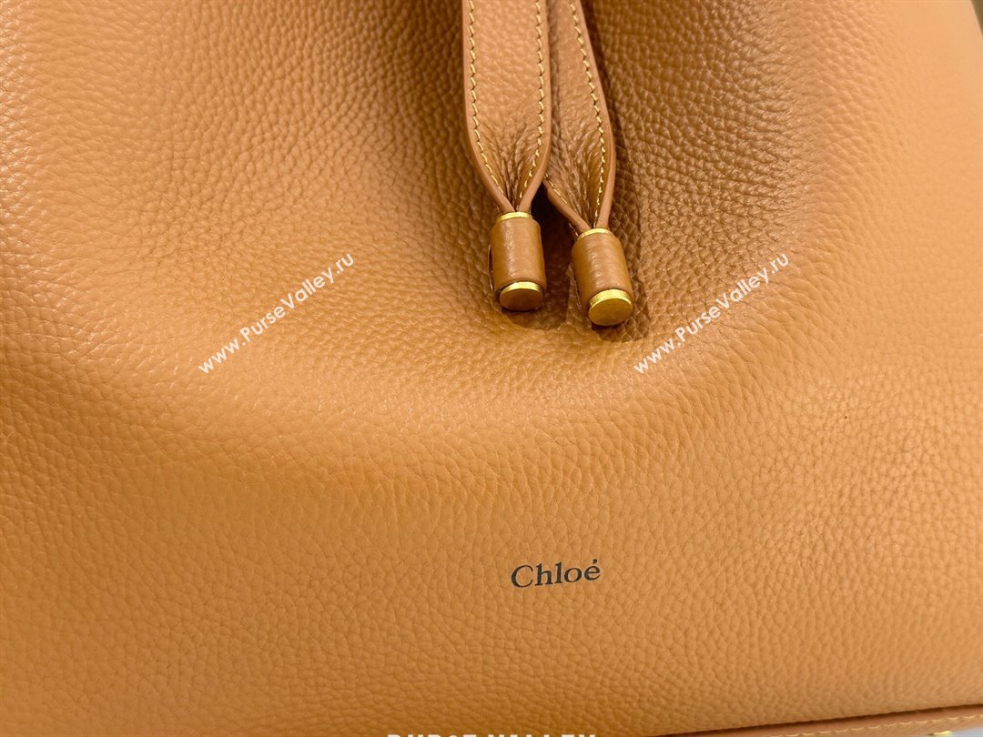 Chloe Marcie Hobo Bag in Shiny Grained Calfskin L765-9 Brown 2024 (DL-24090508)