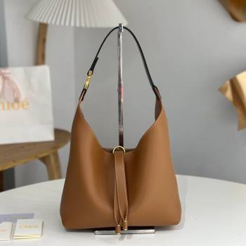 Chloe Small Marcie Hobo Bag in Shiny Grained Calfskin L765-8 Brown 2024 (DL-24090509)