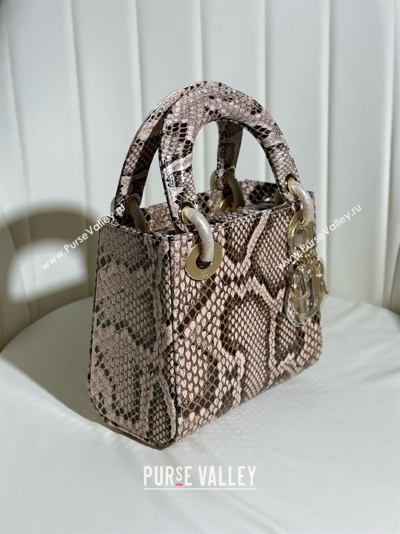 Dior Mini Lady Dior Bag in Python Leather D123007 Grey/Gold 2024 (XY-24123007)