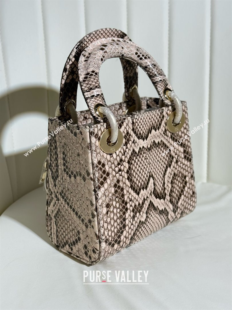 Dior Mini Lady Dior Bag in Python Leather D123007 Grey/Gold 2024 (XY-24123007)