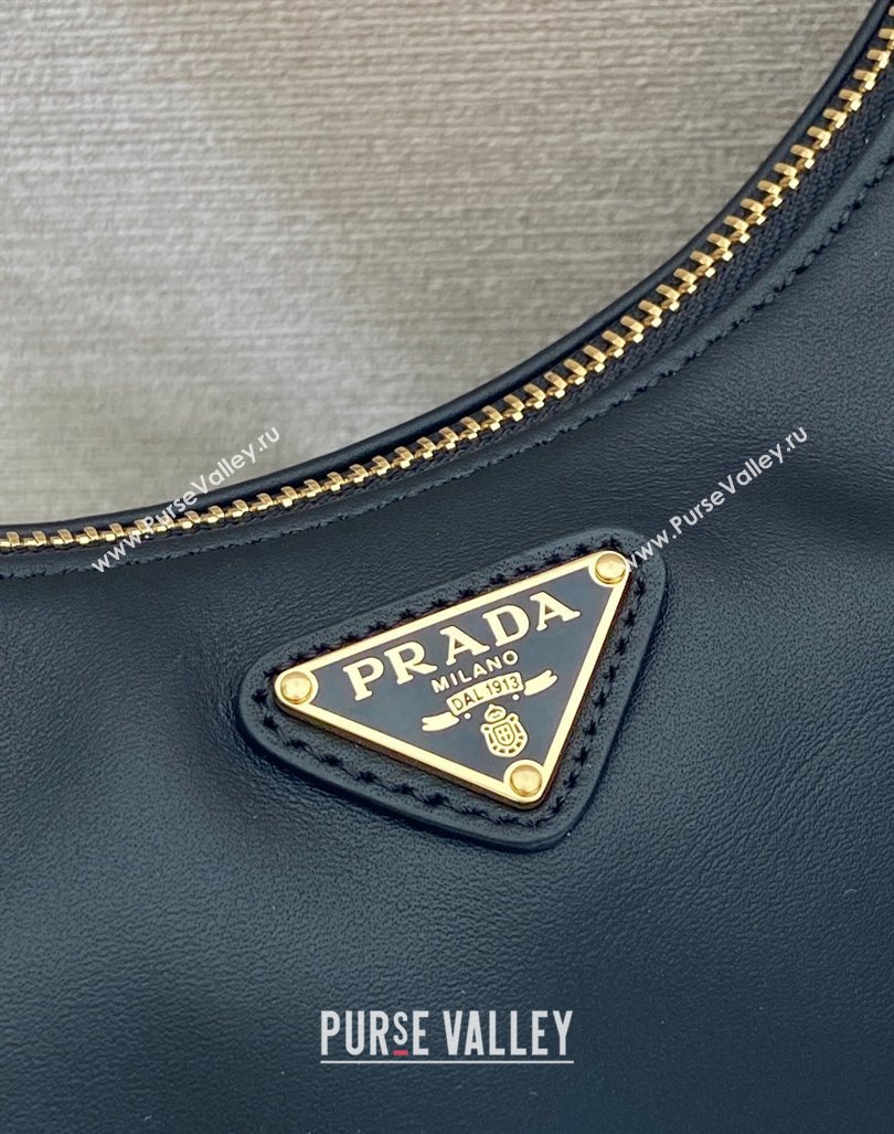 Prada Re-Edition leather mini Hobo bag Black 2024 1BC204 (YZ-240923008)