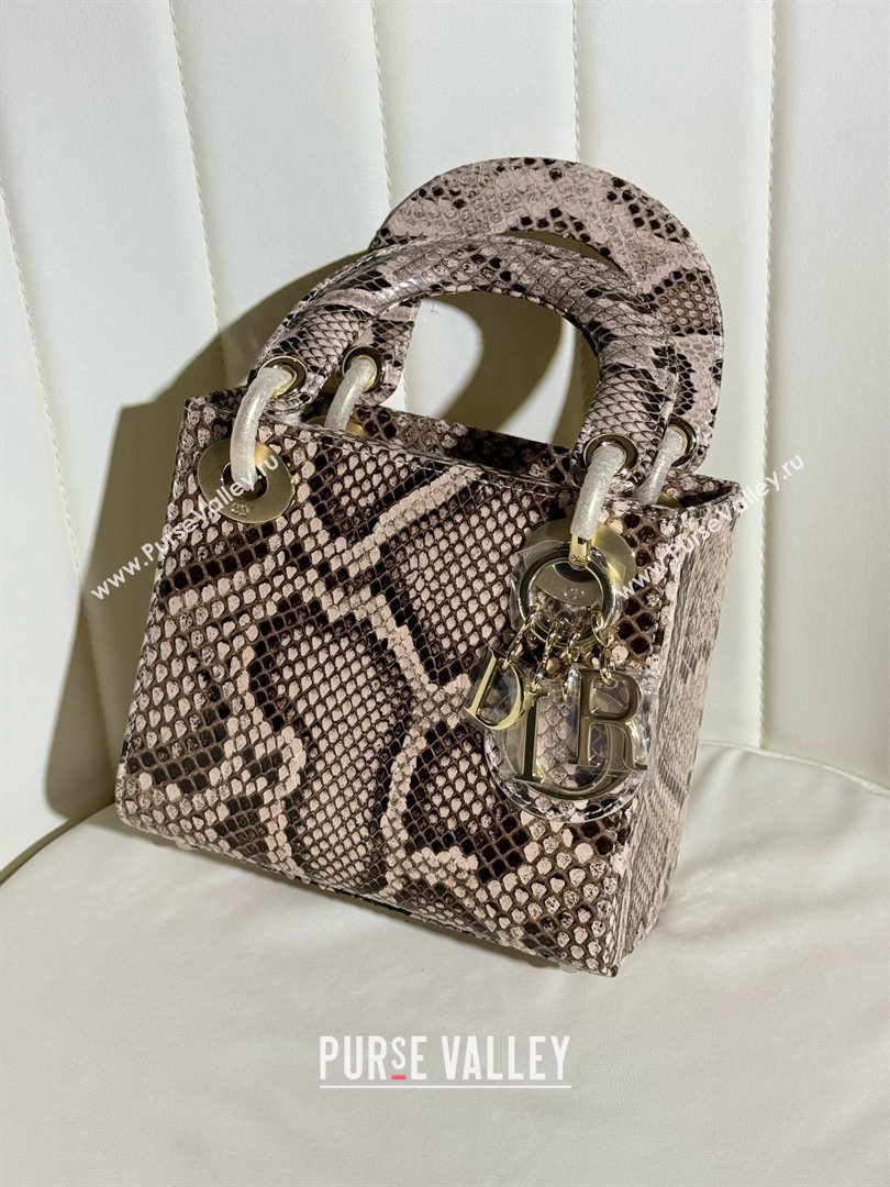 Dior Mini Lady Dior Bag in Python Leather D123007 Grey/Gold 2024 (XY-24123007)