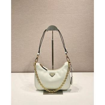 Prada Re-Edition leather mini Hobo bag White 2024 1BC204 (YZ-240923009)