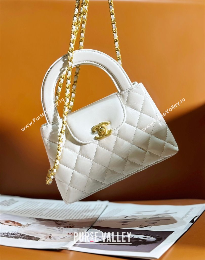 Chanel Shiny Calfskin Mini Shopping Bag AS4416 White 2024 (yezi-240927050)