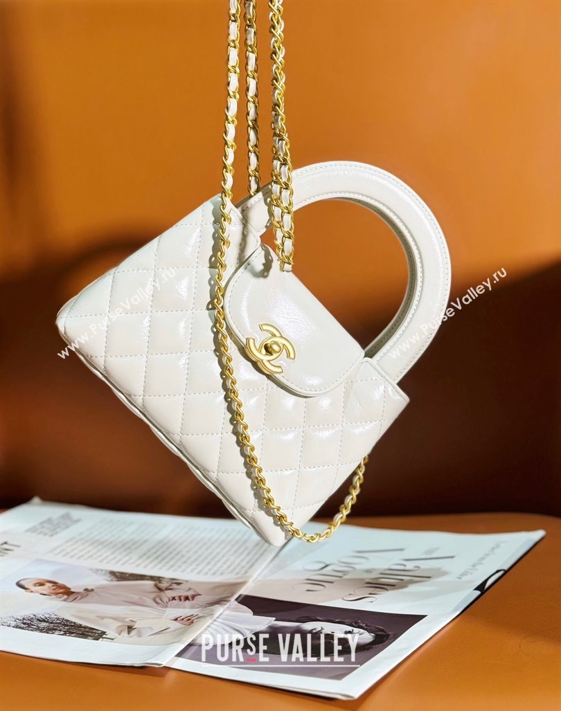 Chanel Shiny Calfskin Mini Shopping Bag AS4416 White 2024 (yezi-240927050)