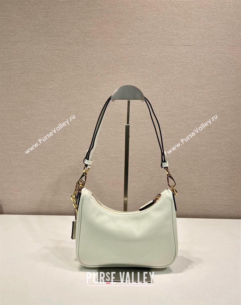 Prada Re-Edition leather mini Hobo bag White 2024 1BC204 (YZ-240923009)