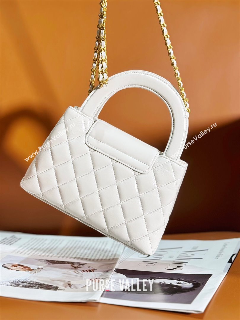 Chanel Shiny Calfskin Mini Shopping Bag AS4416 White 2024 (YEZI-24052101)