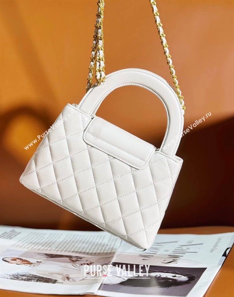 Chanel Shiny Calfskin Mini Shopping Bag AS4416 White 2024 (yezi-240927050)