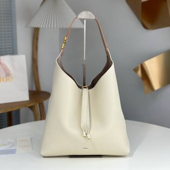 Chloe Marcie Hobo Bag in Shiny Grained Calfskin L765-9 White 2024 (DL-24090510)