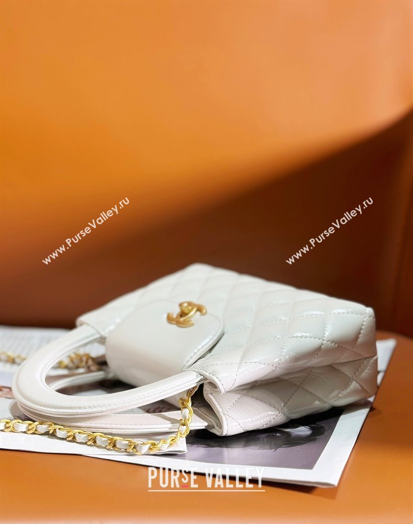 Chanel Shiny Calfskin Mini Shopping Bag AS4416 White 2024 (yezi-240927050)