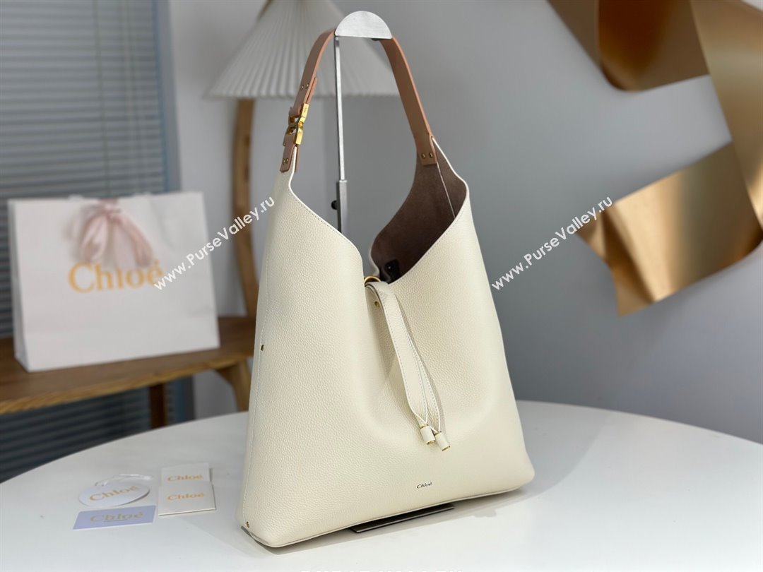 Chloe Marcie Hobo Bag in Shiny Grained Calfskin L765-9 White 2024 (DL-24090510)